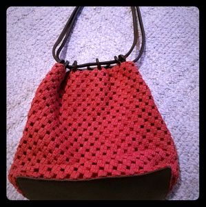 Red orange knit purse